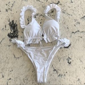 NEW! White Ruffle Bikini